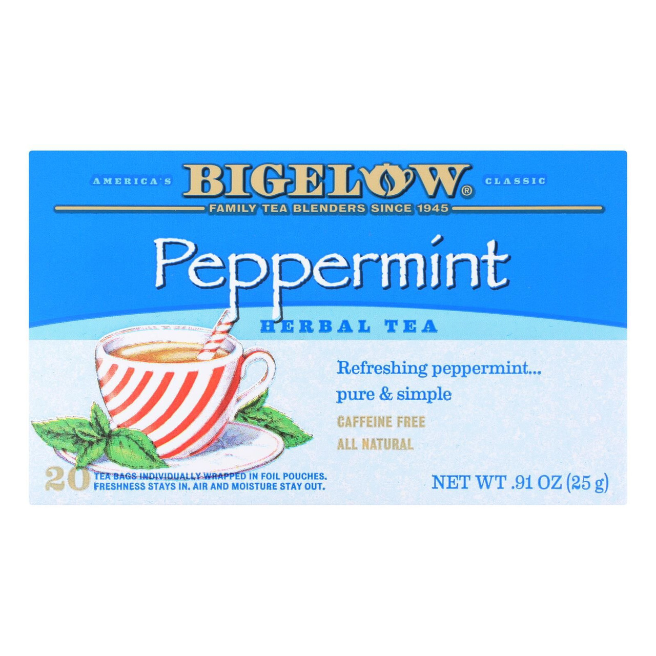 Bigelow Tea Purely Peppermint Tea - Case Of 6 - 20 Bag Tea
